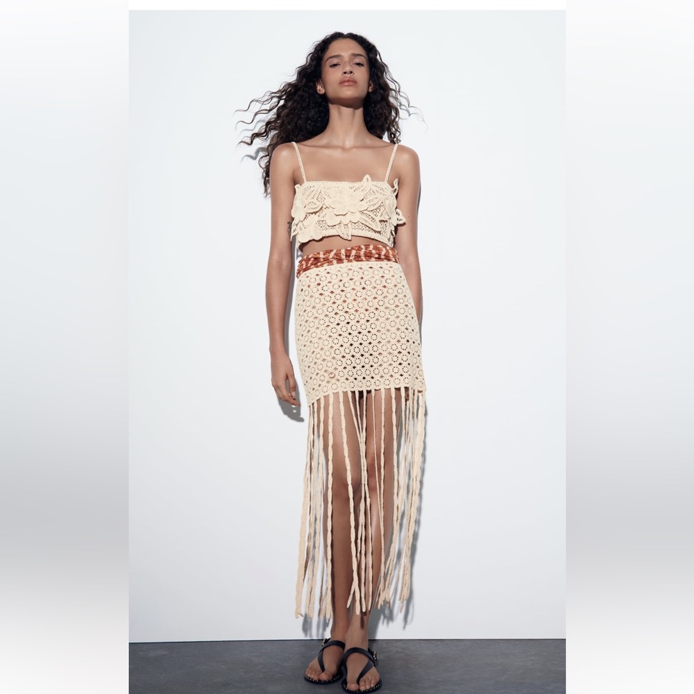 Zara Fringe Crotchet Skirt